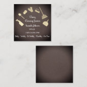 上品な清掃サービス金ゴールドロゴメイドKraft Brow スクエア名刺 (正面/裏面)