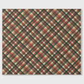 上品な濃い緑の赤い水の色の格子模様 ラッピングペーパー (フラット)