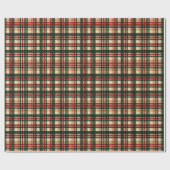 上品な濃い緑の赤い水の色の格子模様 ラッピングペーパー (フラット)