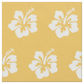 上品な熱帯ハイビスカスの花模様の黄色 ファブリック (クローズアップ)