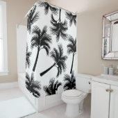上品な熱帯黒いヤシの木及び白 シャワーカーテン (インサイチュ)