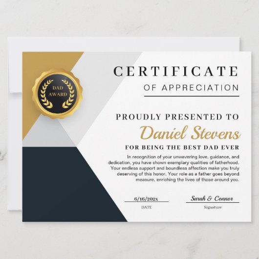 上品な父の日の証明書カード シーズンカード (正面)