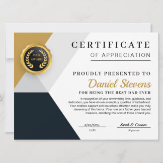 上品な父の日の認定書カード シーズンカード