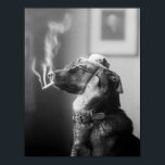 上品な犬の喫煙タバコ ポスター<br><div class="desc">これは犬が帽子とグラスを被り、タバコを喫煙するヴィンテージポートレートである。</div>