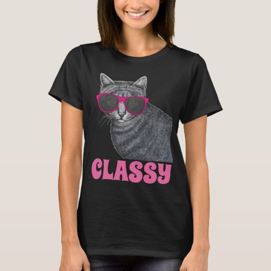 上品な猫レディースかわいいTシャツティー Tシャツ (正面)