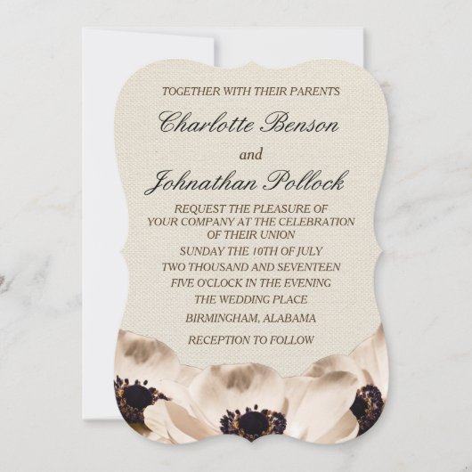 上品な白いアネモネ結婚の花 セーブザデート (正面)