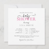 上品な白いシャワー傘の花、ベビーガラガラ 招待状 (裏面)