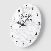 上品な白い大理石のキッチンの壁の時計 ラージ壁時計 (傾斜)