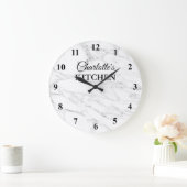 上品な白い大理石のキッチンの壁の時計 ラージ壁時計 (ホーム)