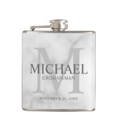 上品な白い大理石のグパーソナライズされたロンプマン フラスク (正面)