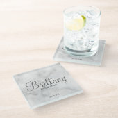 上品な白い大理石のブパーソナライズされたリーズメイド ガラスコースター (アングル)