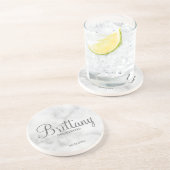 上品な白い大理石のブパーソナライズされたリーズメイド コースター (側面)