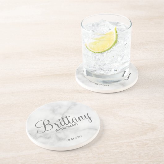 上品な白い大理石のブパーソナライズされたリーズメイド コースター (側面)