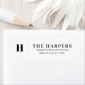 上品な白い黒のモダン差出人住所ラベル ラベル (インサイチュ)