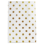 上品な白および金ゴールドのグリッターの水玉模様 ミディアムペーパーバッグ (裏面)