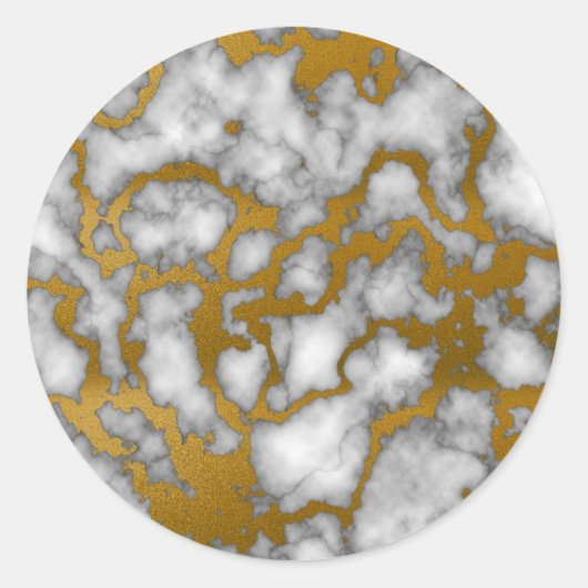 上品な白と金ゴールドの大理石テクスチャデザイン ラウンドシール (正面)