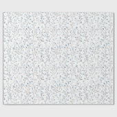 上品な白と青の花柄のブライズシャワー ラッピングペーパー (フラット)