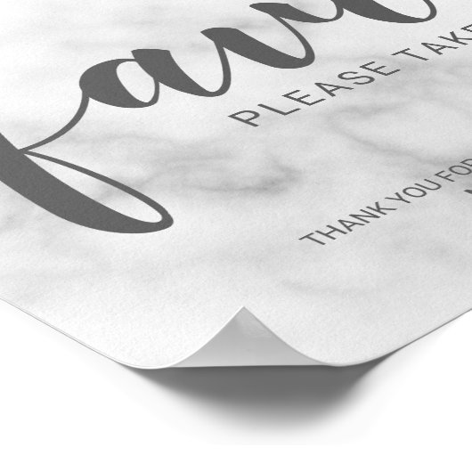 上品な白エレガントい大理石の結婚式の引き出物記号 ポスター (角)