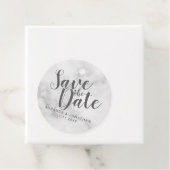 上品な白エレガント大理石の結婚式の日付を保存 フェイバータグ (インサイチュ)