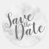 上品な白エレガント大理石の結婚式の日付を保存 ラウンドシール (正面)