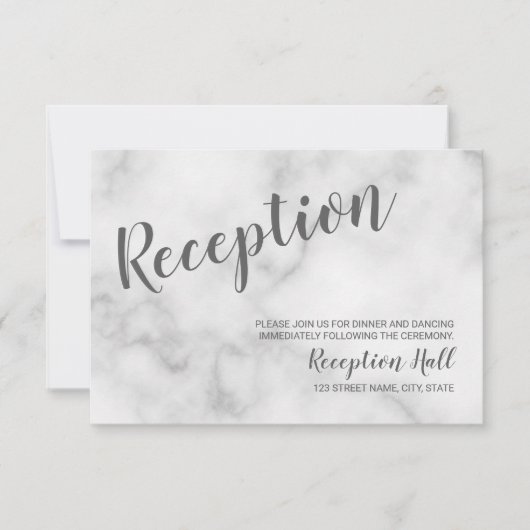 上品な白エレガント大理石ウェディングレセプション 招待状 (正面)