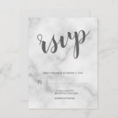 上品な白エレガント大理石ウェディングRSVP インビテーションポストカード (正面/裏面)