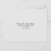 上品な白エレガント大理石ウェディングRSVP インビテーションポストカード (裏面)