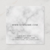 上品な白エレガント大理石スクリプモダント スクエア名刺 (裏面)