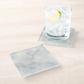 上品な白エレガント大理石パターン ガラスコースター (アングル)