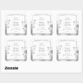 上品な白フローラ製品包装ラベル銀 スクエアシール (シート)