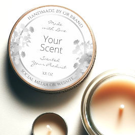 上品な白フローラ製品包装ラベル銀 ラウンドシール