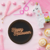 上品な白熱［赤熱］光を放つハッピーハローウィン ペーパープレート (パーティー)
