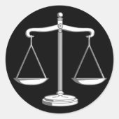 上品な白黒のはかりで測正義 |法律の贈り物 ラウンドシール (正面)