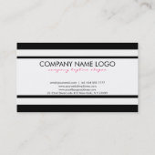 上品な白黒のストライプパターン 名刺 (裏面)