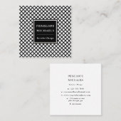 上品な白黒の幾何学的 スクエア名刺 (正面/裏面)
