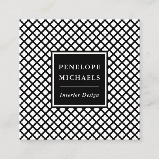 上品な白黒の幾何学的 スクエア名刺 (正面)