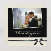 上品な白黒は写真カード感謝していしています サンキューカード (正面/裏面)
