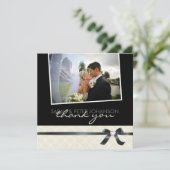 上品な白黒は写真カード感謝していしています サンキューカード (スタンド正面)