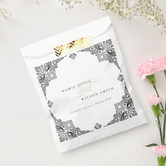 上品な白黒アールデコ華美結婚ズ フェイバーバッグ (封をした状態)