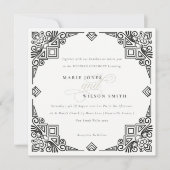 上品な白黒アールデコ華美結婚ズ 招待状 (正面)