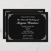 上品な白黒エレガントヴィンテージウェディング 招待状 (正面/裏面)