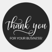 上品な白黒スクリプト書道ありがとう ラウンドシール (正面)
