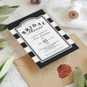 上品な白黒ストライプのブライダルシャワー招待状 招待状