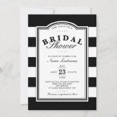 上品な白黒ストライプのブライダルシャワー招待状 招待状 (正面)