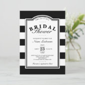 上品な白黒ストライプのブライダルシャワー招待状 招待状 (スタンド正面)