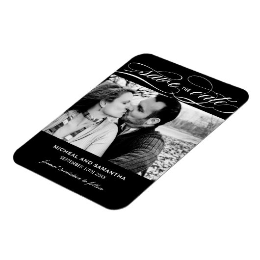 上品な白黒セーブザデートマグネット マグネット (左側)