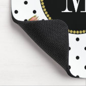 上品な白黒ドットアンティークフローラモノグラム マウスパッド (コーナー)