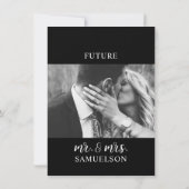 上品な白黒ハート婚約パーティ写真 招待状 (裏面)