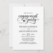 上品な白黒ハート婚約パーティ写真 招待状 (裏面)