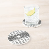 上品な白黒バロックのパターカスタマイズン コースター (側面)